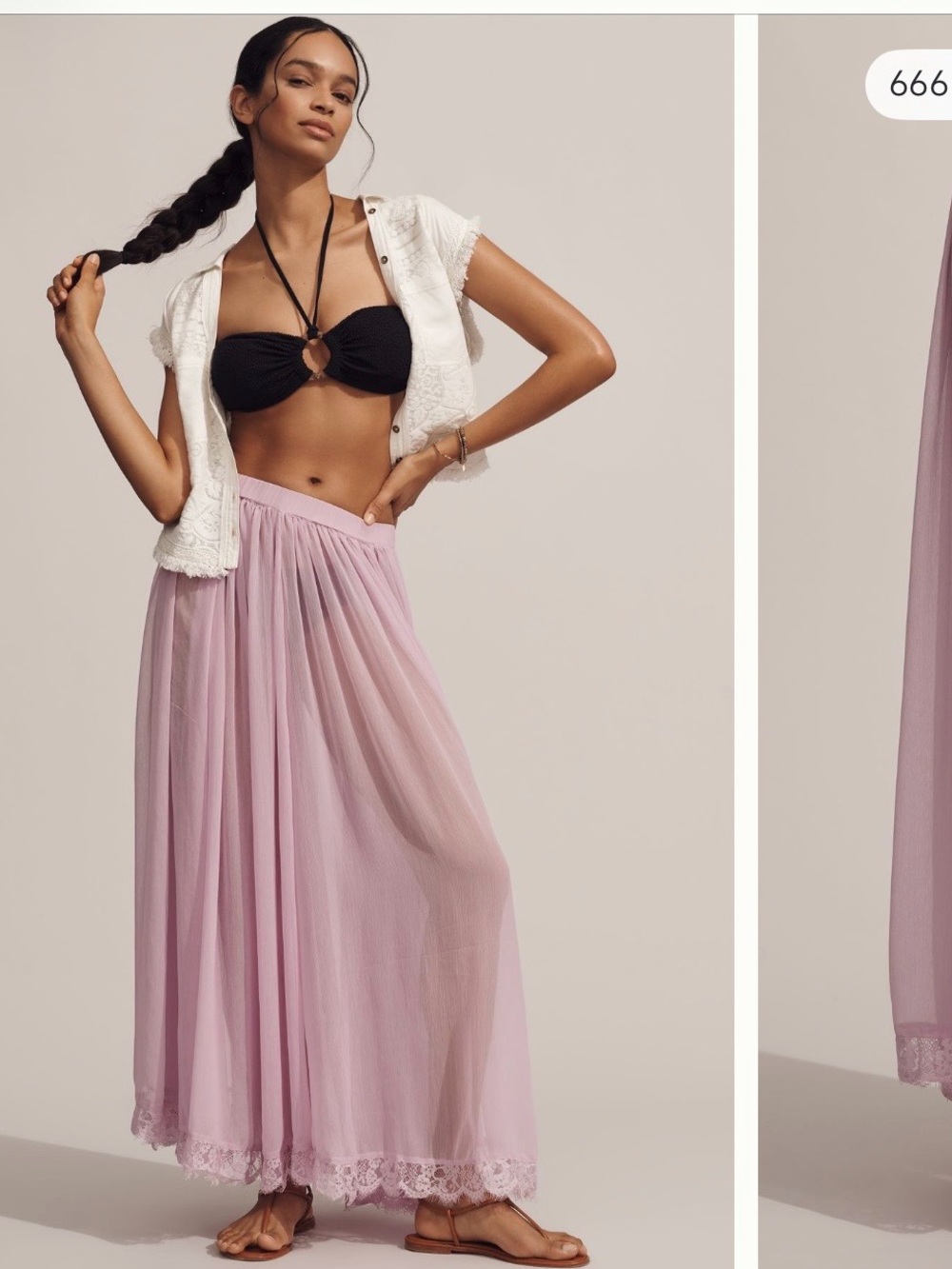 Lavender Maxi Skirt with Lace Trim